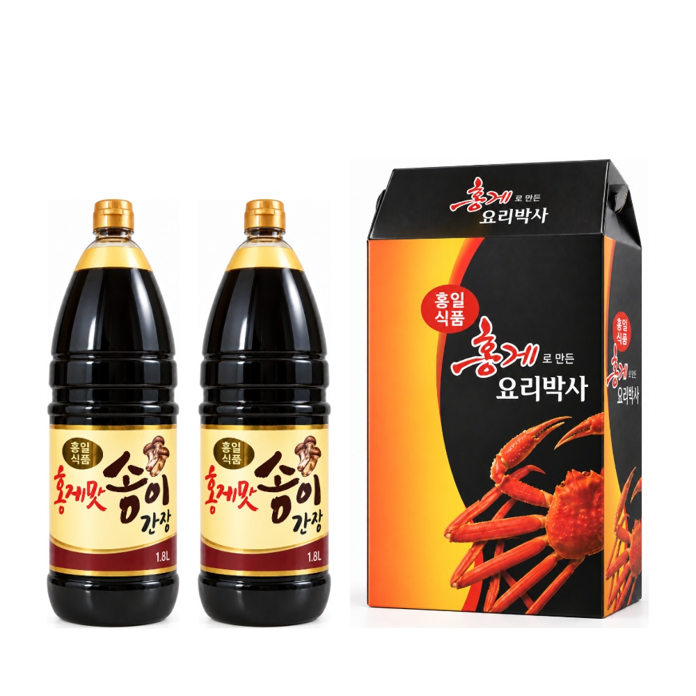 홍게송이맛간장 1.8L + 홍게송이맛간장 1.8L 선물세트 연출 이미지